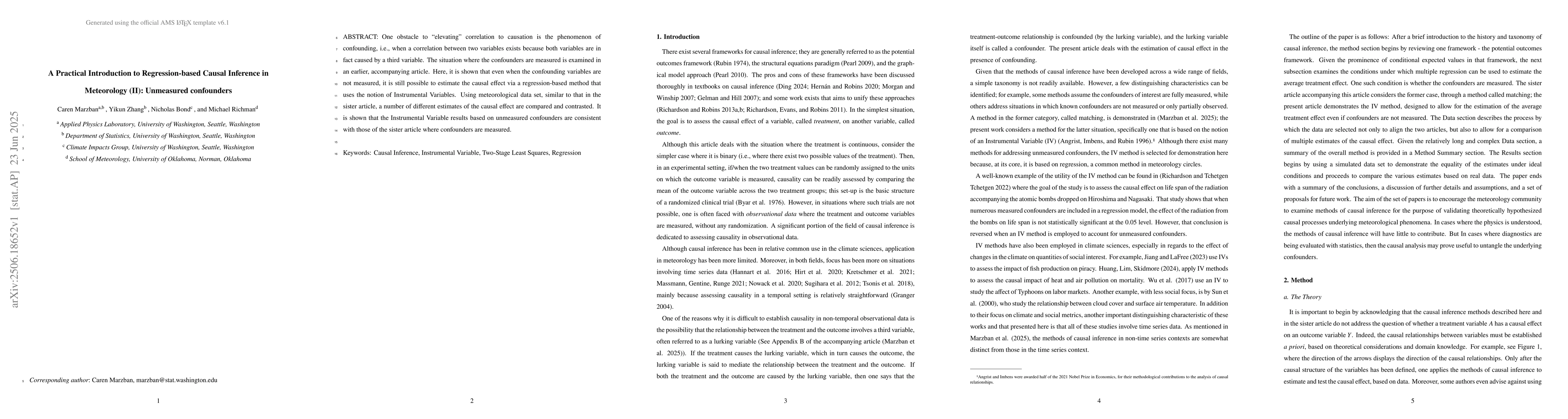 Thumbnail for A Practical Introduction to Regression-based Causal Inference in
  Meteorology (II): Unmeasured confounders