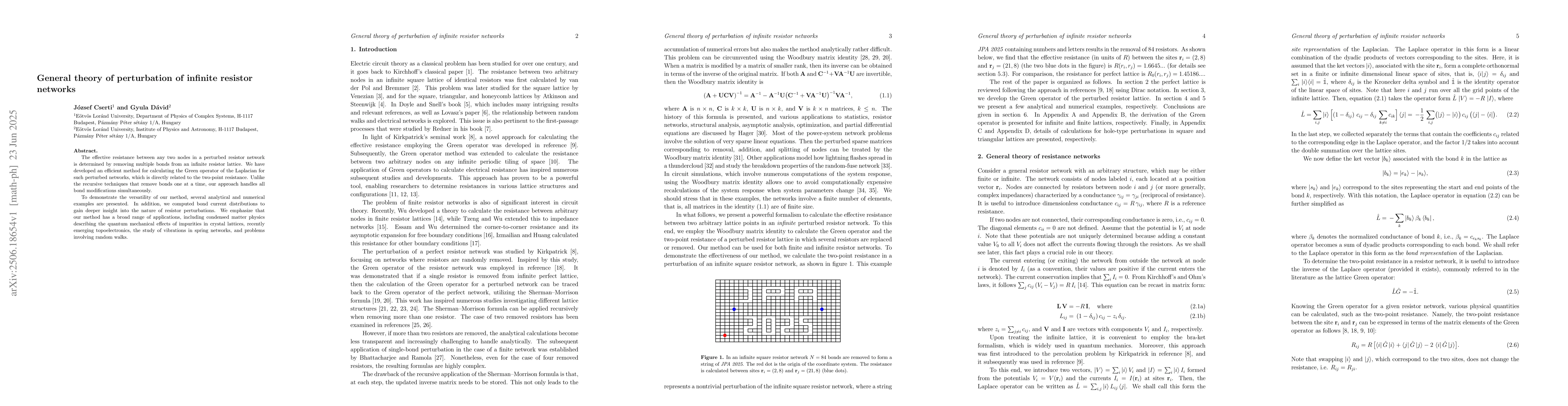 Thumbnail for General theory of perturbation of infinite resistor networks