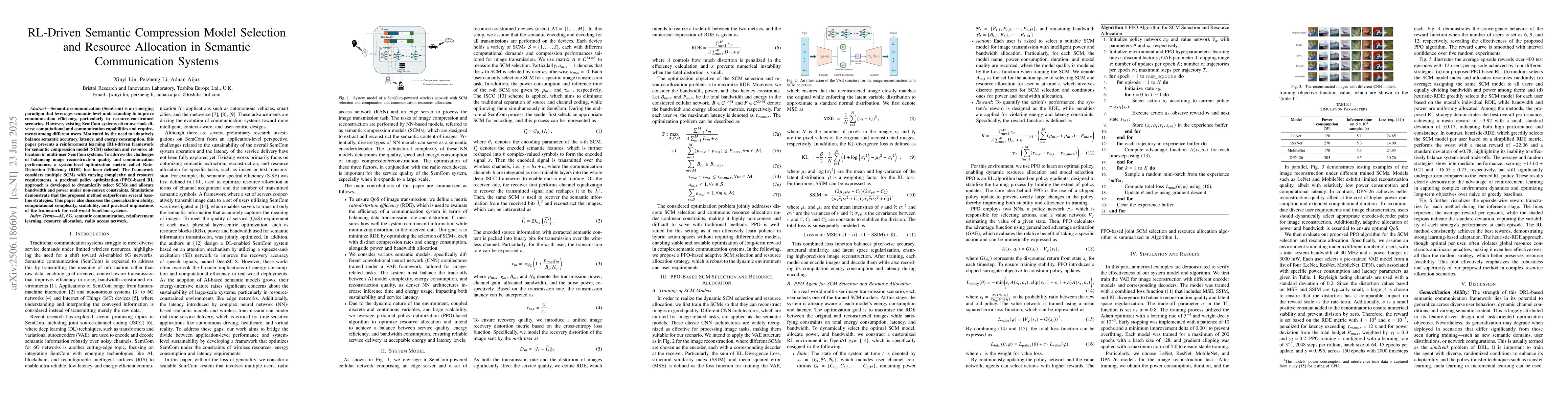 Thumbnail for RL-Driven Semantic Compression Model Selection and Resource Allocation
  in Semantic Communication Systems