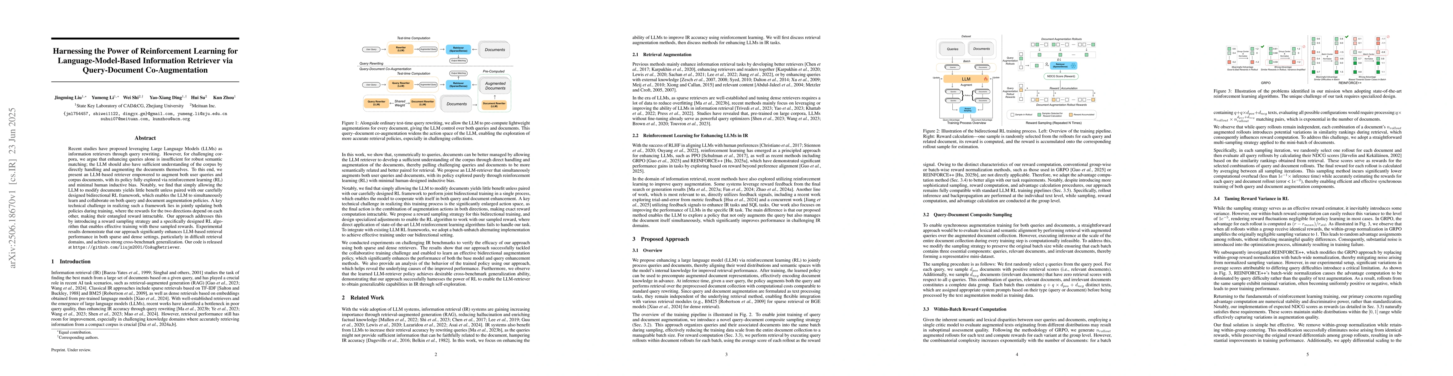 Thumbnail for Harnessing the Power of Reinforcement Learning for Language-Model-Based
  Information Retriever via Query-Document Co-Augmentation