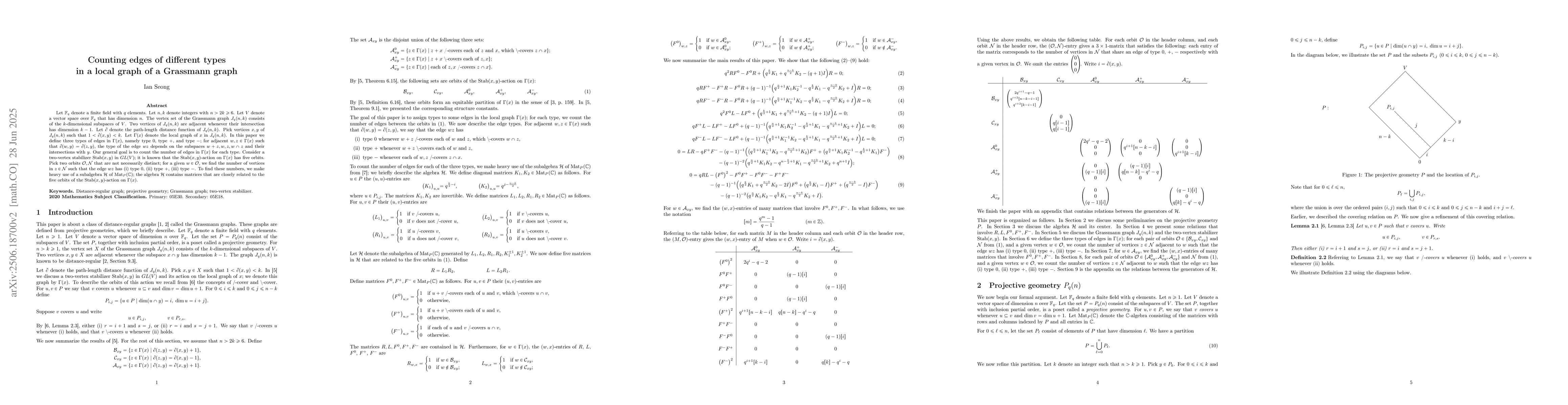 Thumbnail for Counting edges of different types in a local graph of a Grassmann graph