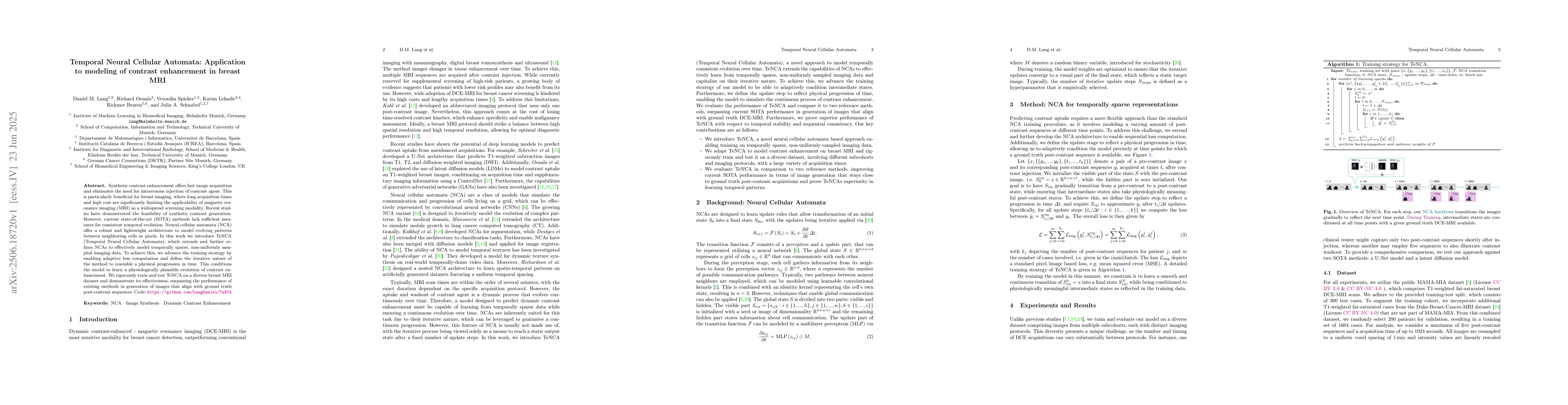 Thumbnail for Temporal Neural Cellular Automata: Application to modeling of contrast
  enhancement in breast MRI