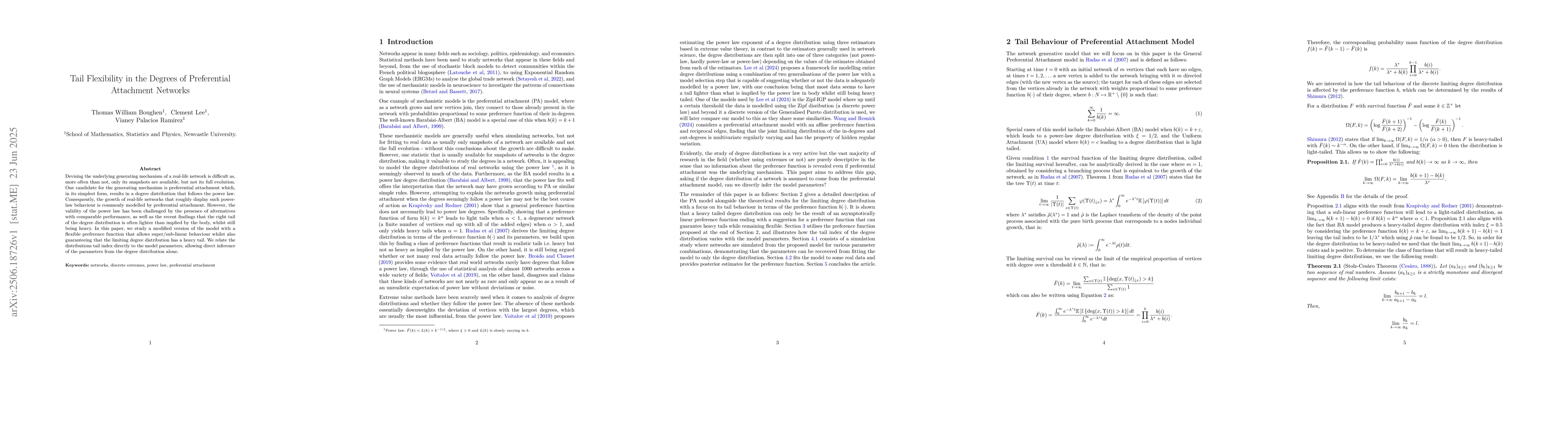 Thumbnail for Tail Flexibility in the Degrees of Preferential Attachment Networks