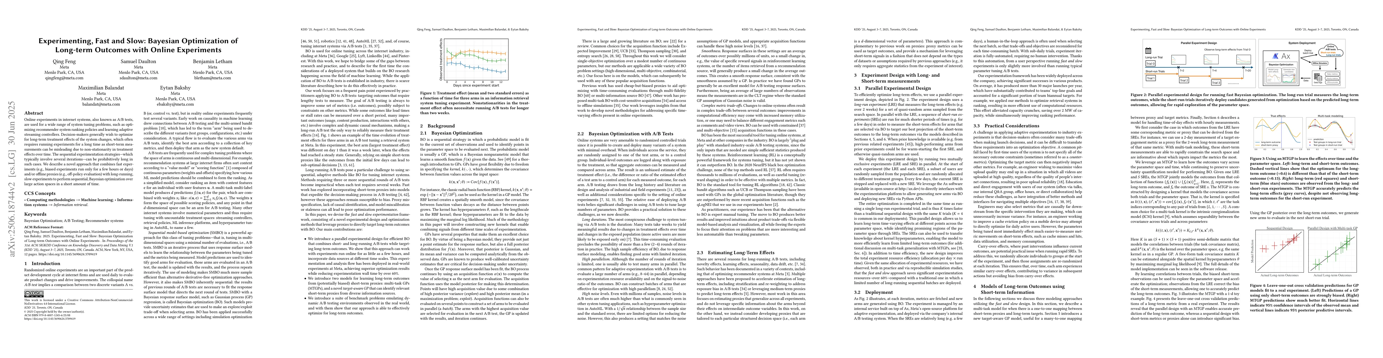 Thumbnail for Experimenting, Fast and Slow: Bayesian Optimization of Long-term
  Outcomes with Online Experiments
