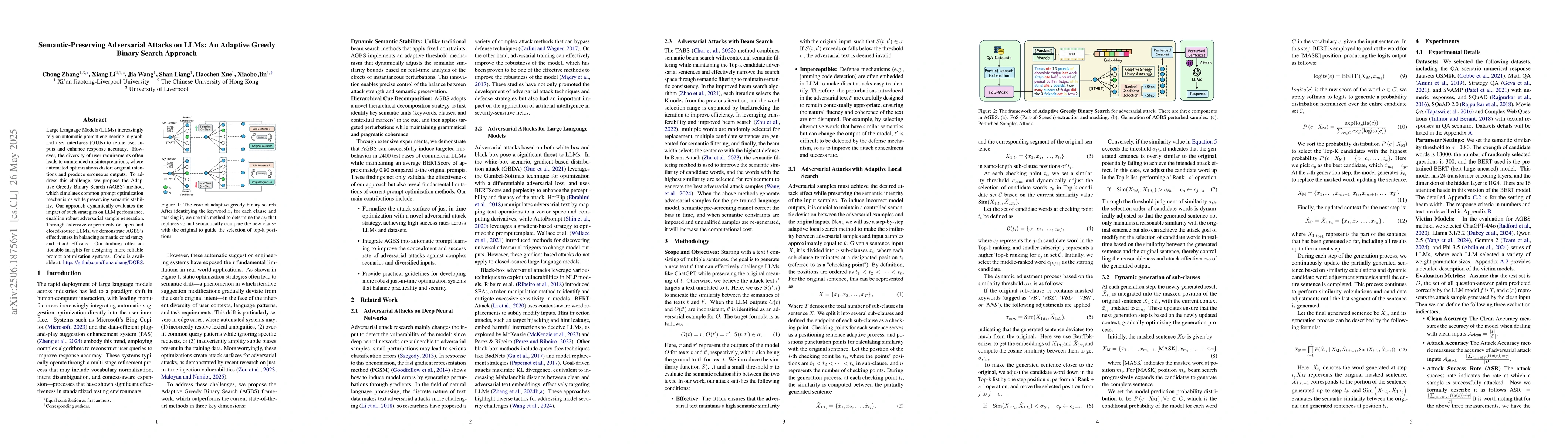 Thumbnail for Semantic-Preserving Adversarial Attacks on LLMs: An Adaptive Greedy
  Binary Search Approach