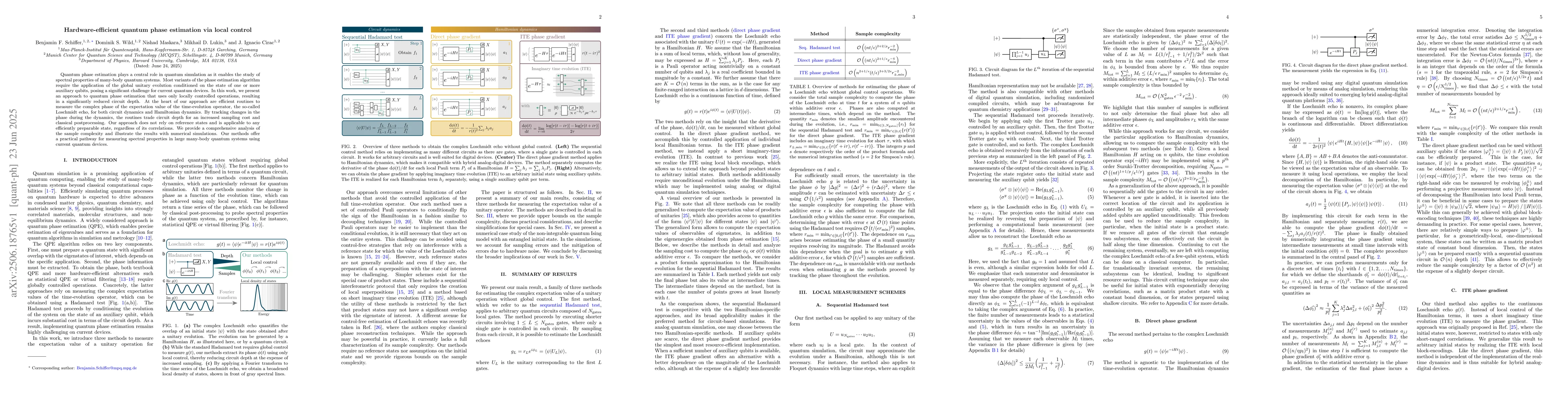 Thumbnail for Hardware-efficient quantum phase estimation via local control