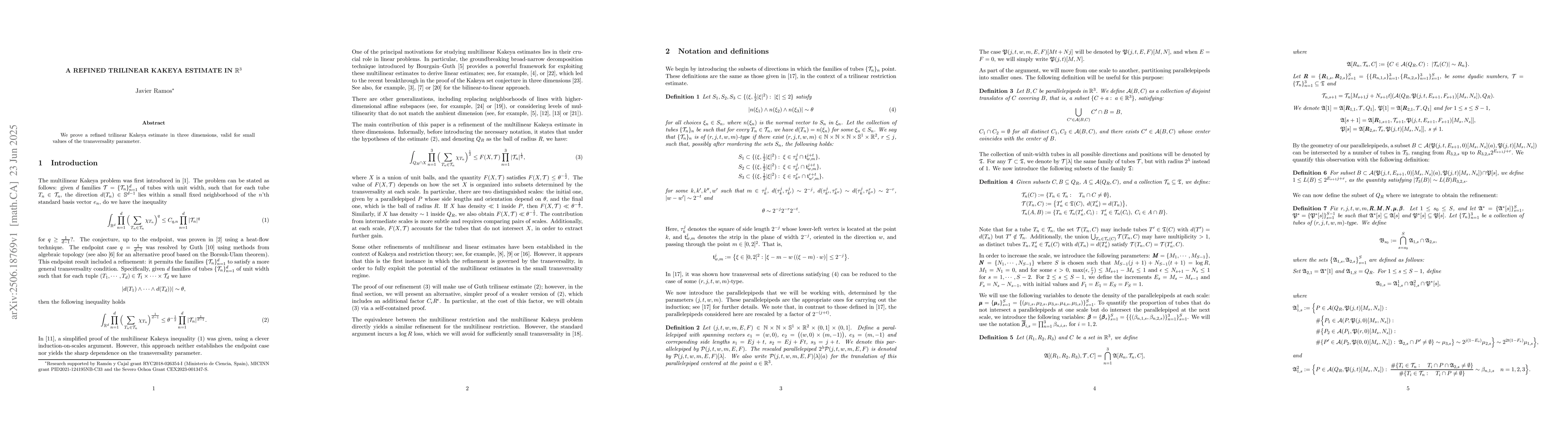 Thumbnail for A refined trilinear Kakeya estimate in $\mathbb{R}^3$