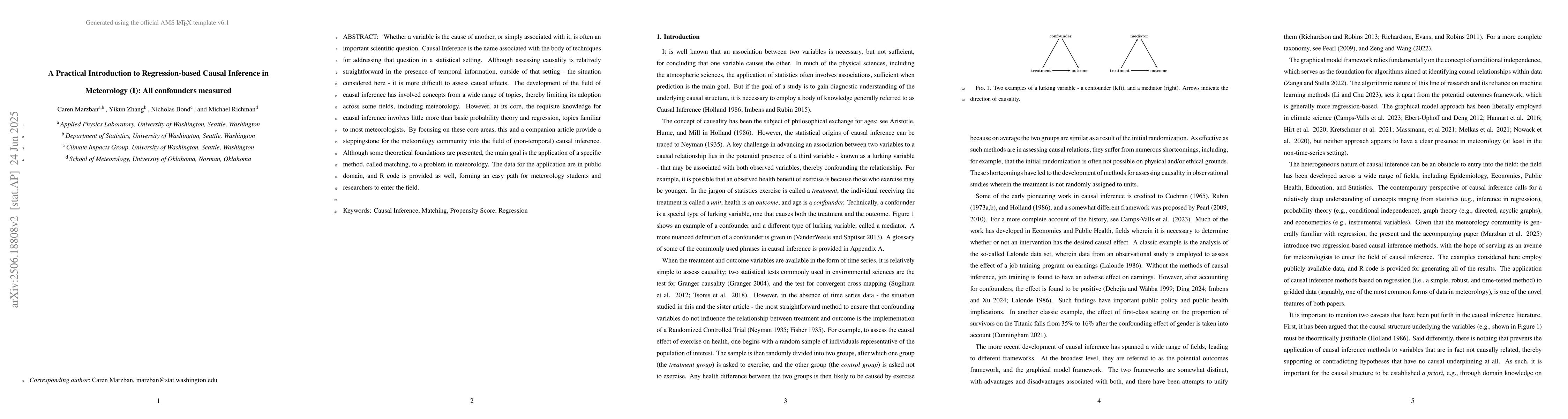 Thumbnail for A Practical Introduction to Regression-based Causal Inference in
  Meteorology (I): All confounders measured