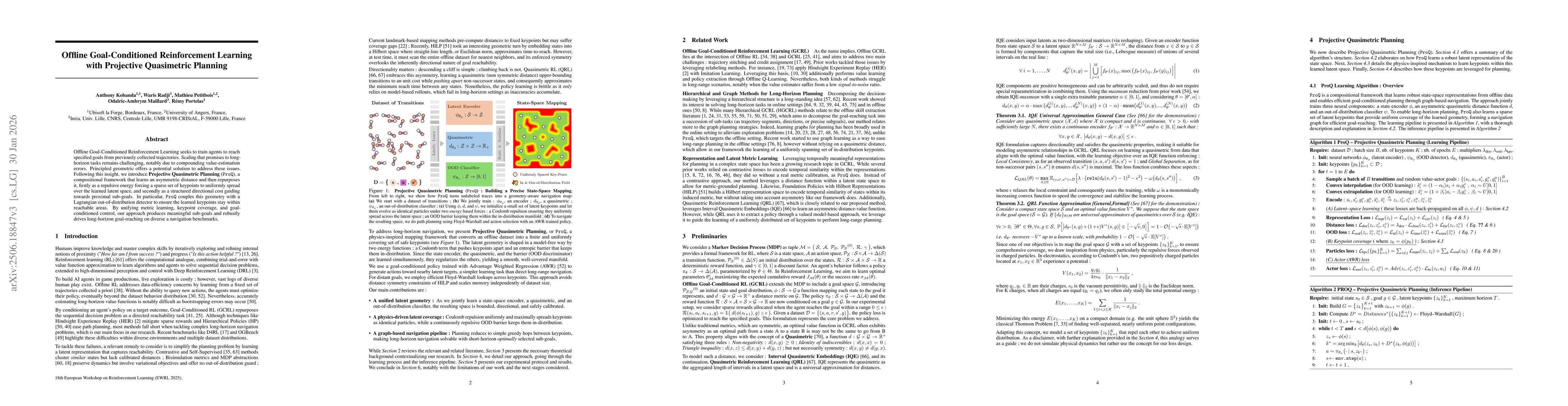 Thumbnail for Offline Goal-Conditioned Reinforcement Learning with Projective Quasimetric Planning
