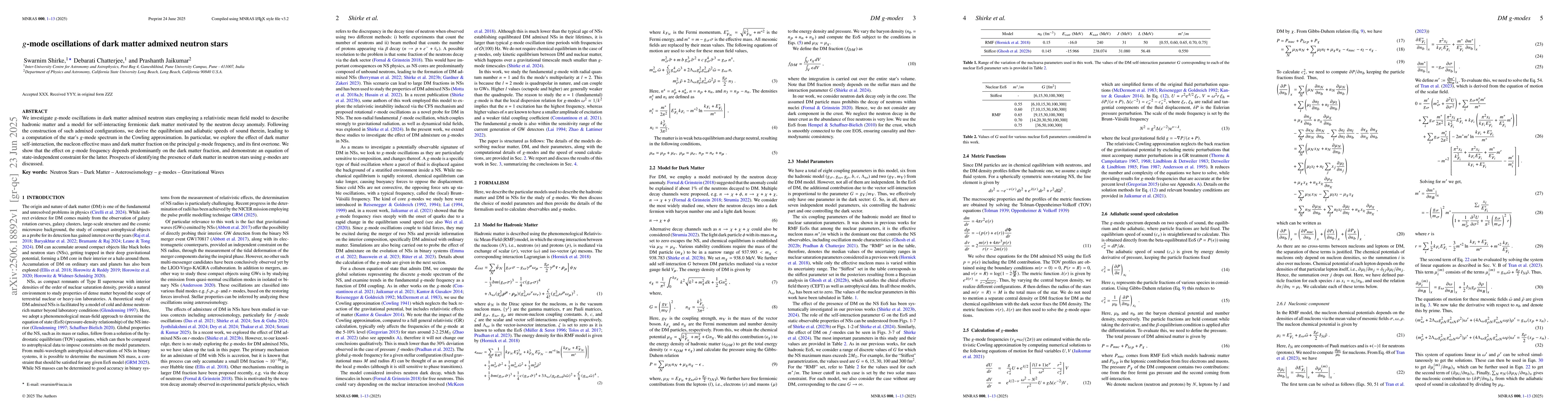 Thumbnail for $g$-mode oscillations of dark matter admixed neutron stars