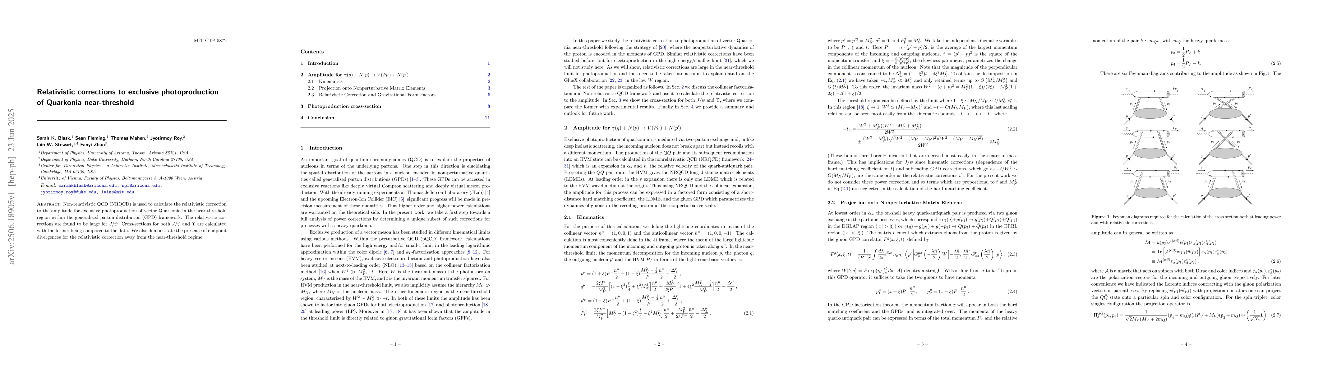 Thumbnail for Relativistic corrections to exclusive photoproduction of Quarkonia
  near-threshold
