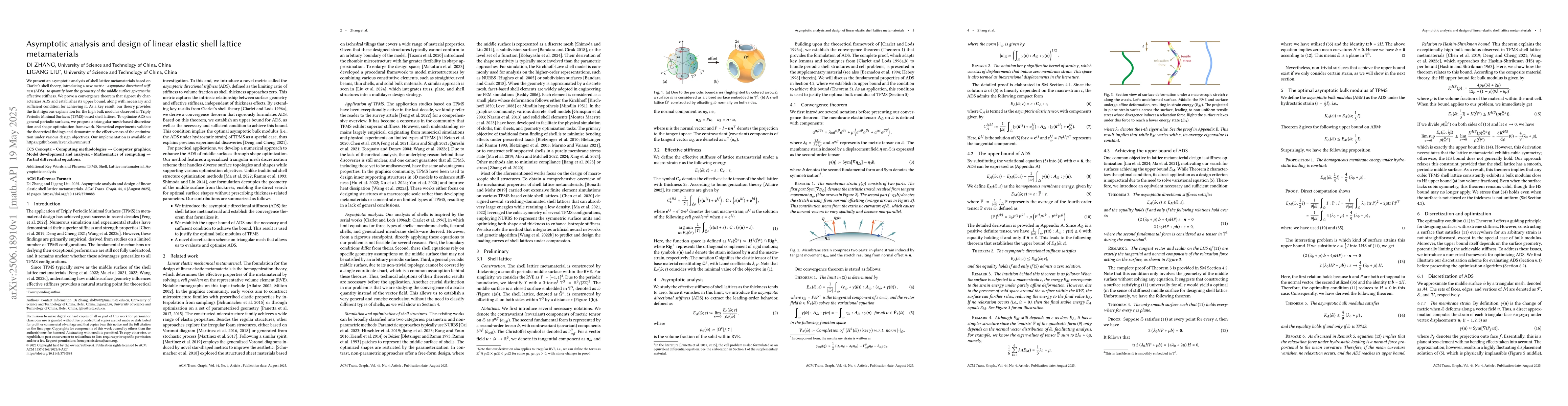 Thumbnail for Asymptotic analysis and design of linear elastic shell lattice
  metamaterials