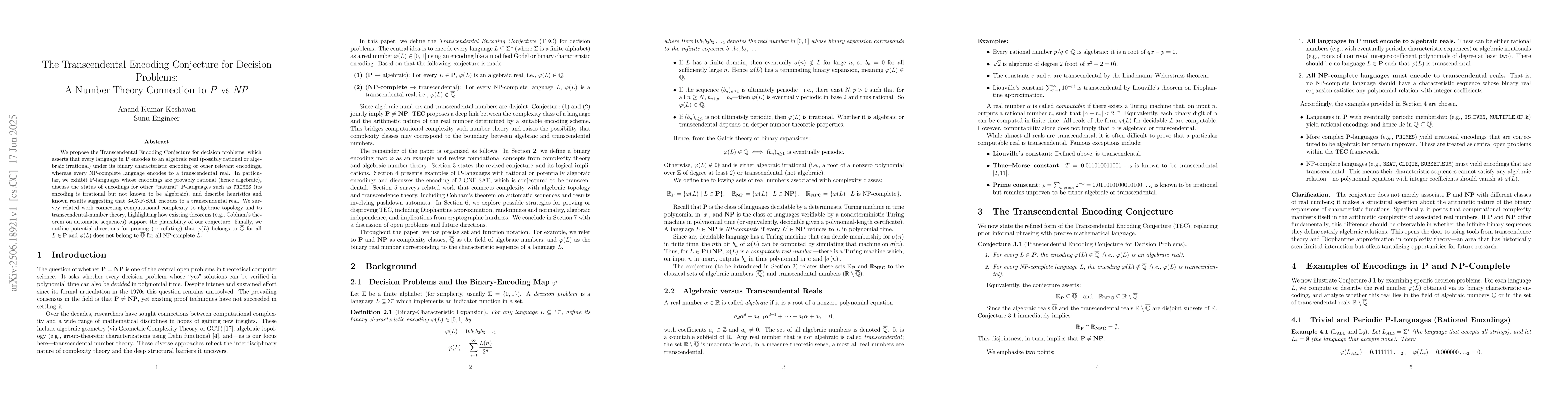 Thumbnail for Transcendental Encoding conjecture