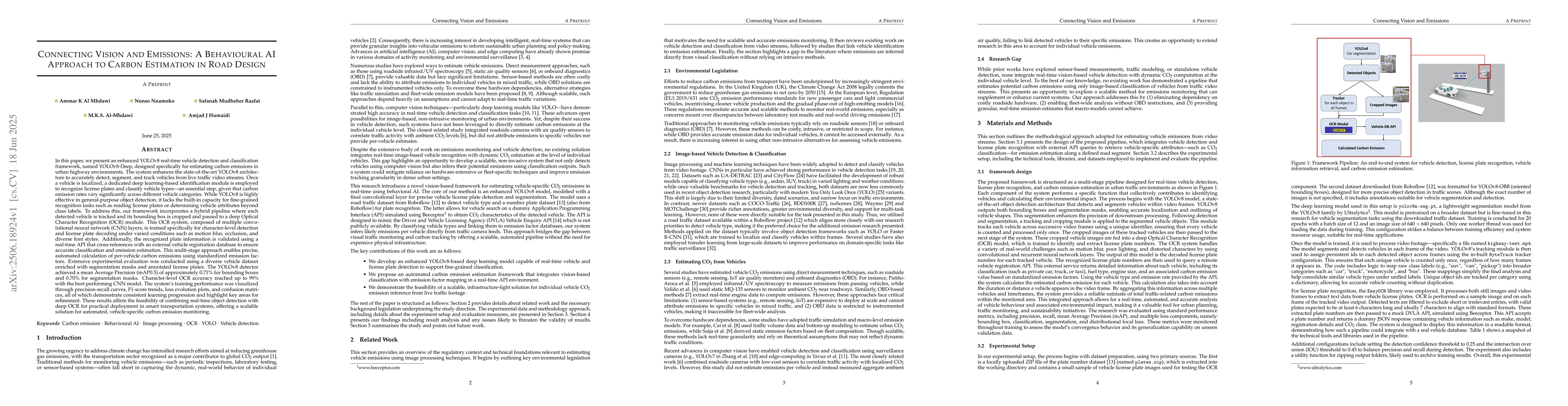 Thumbnail for Connecting Vision and Emissions: A Behavioural AI Approach to Carbon
  Estimation in Road Design