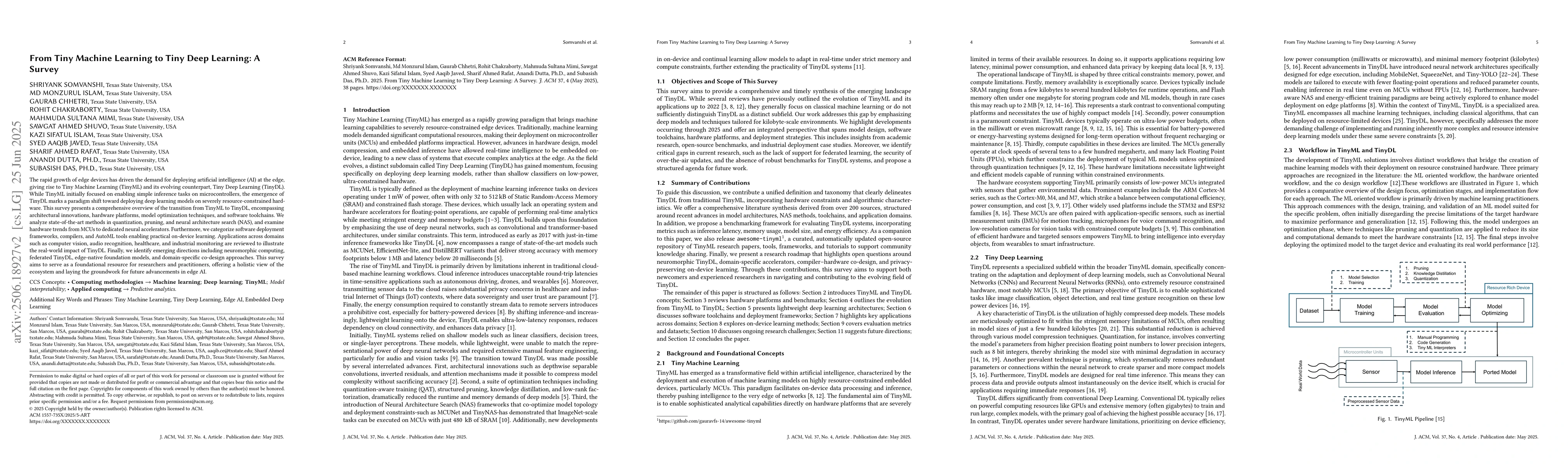 Thumbnail for From Tiny Machine Learning to Tiny Deep Learning: A Survey