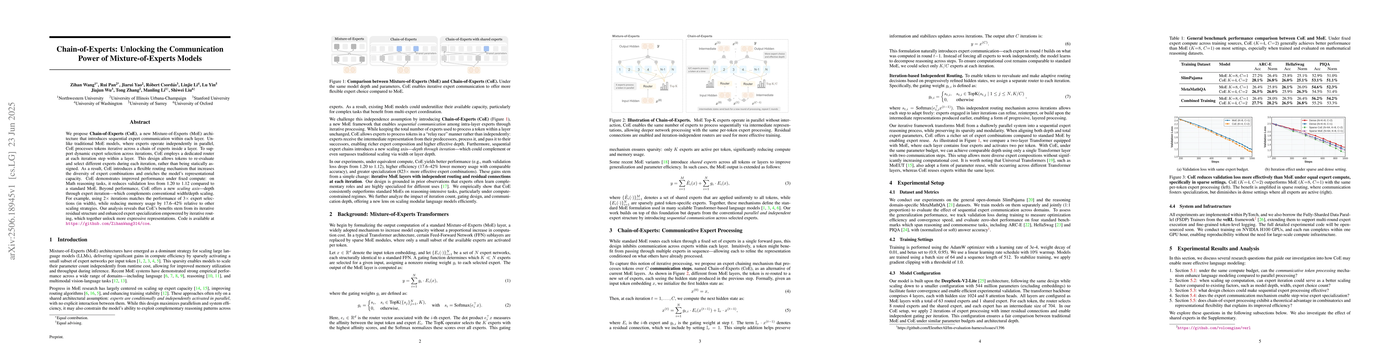 Thumbnail for Chain-of-Experts: Unlocking the Communication Power of
  Mixture-of-Experts Models