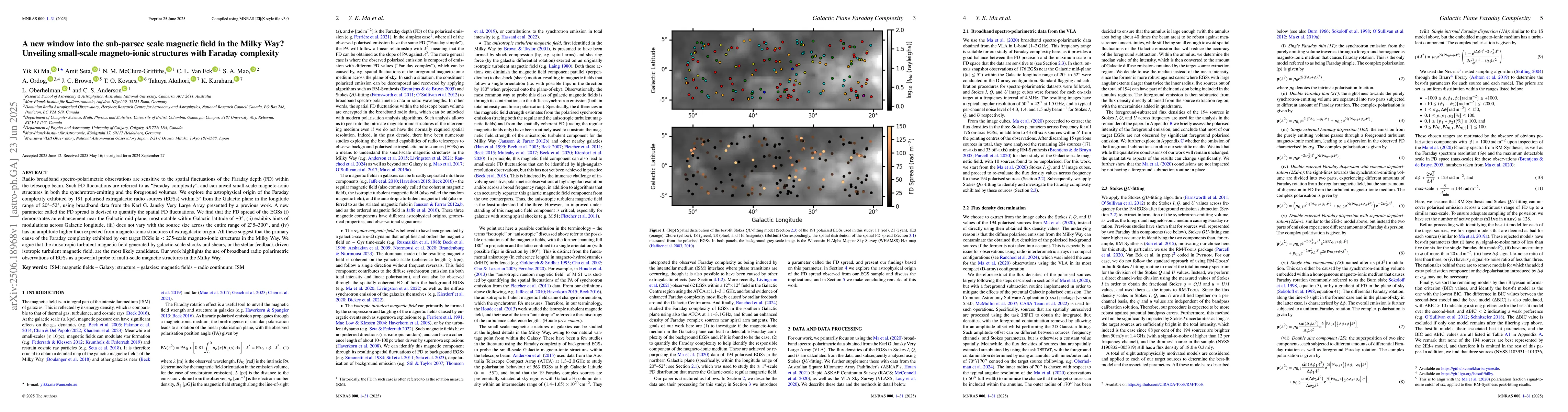 Thumbnail for A new window into the sub-parsec scale magnetic field in the Milky Way?
  Unveiling small-scale magneto-ionic structures with Faraday complexity