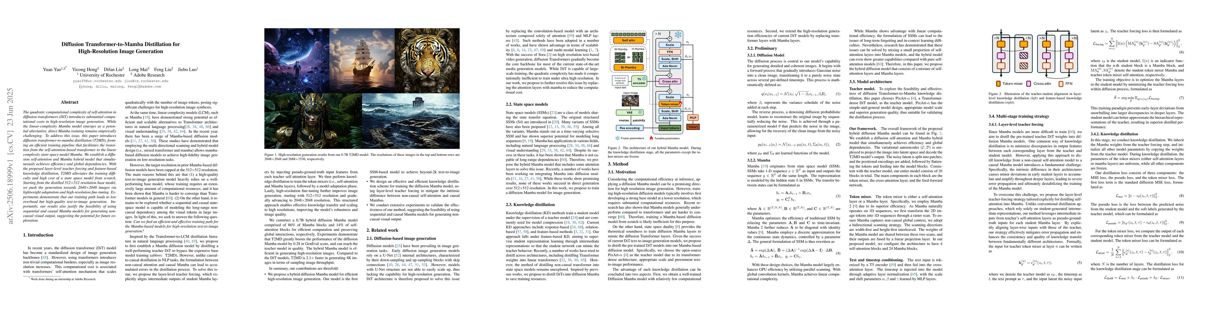 Thumbnail for Diffusion Transformer-to-Mamba Distillation for High-Resolution Image
  Generation