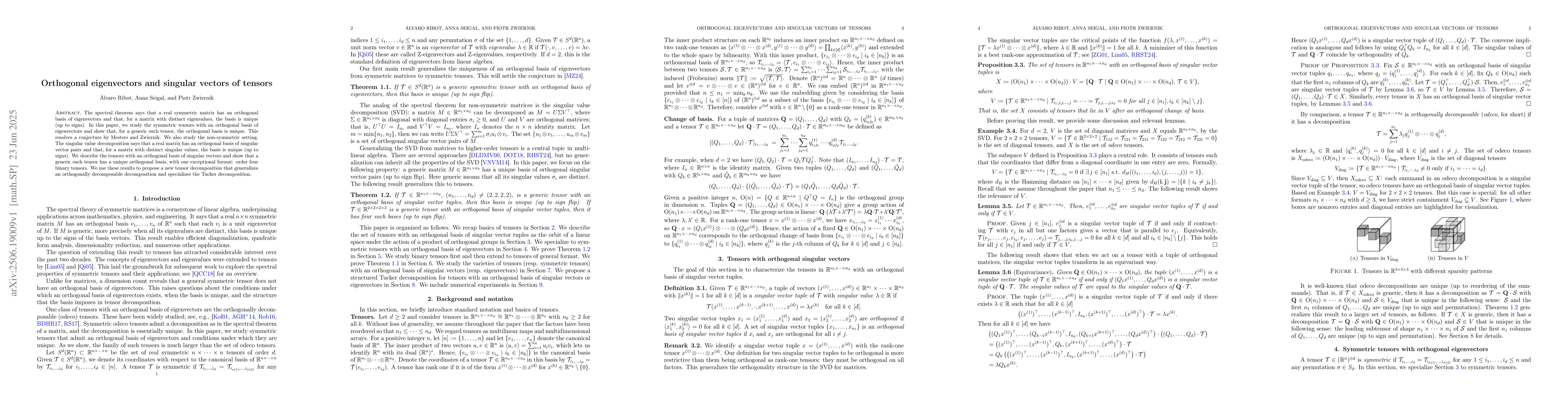 Thumbnail for Orthogonal eigenvectors and singular vectors of tensors
