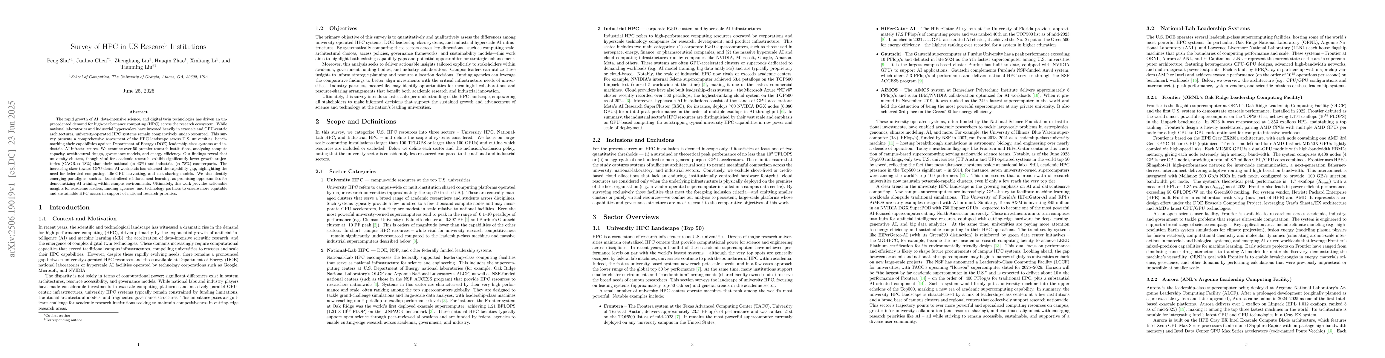 Thumbnail for Survey of HPC in US Research Institutions