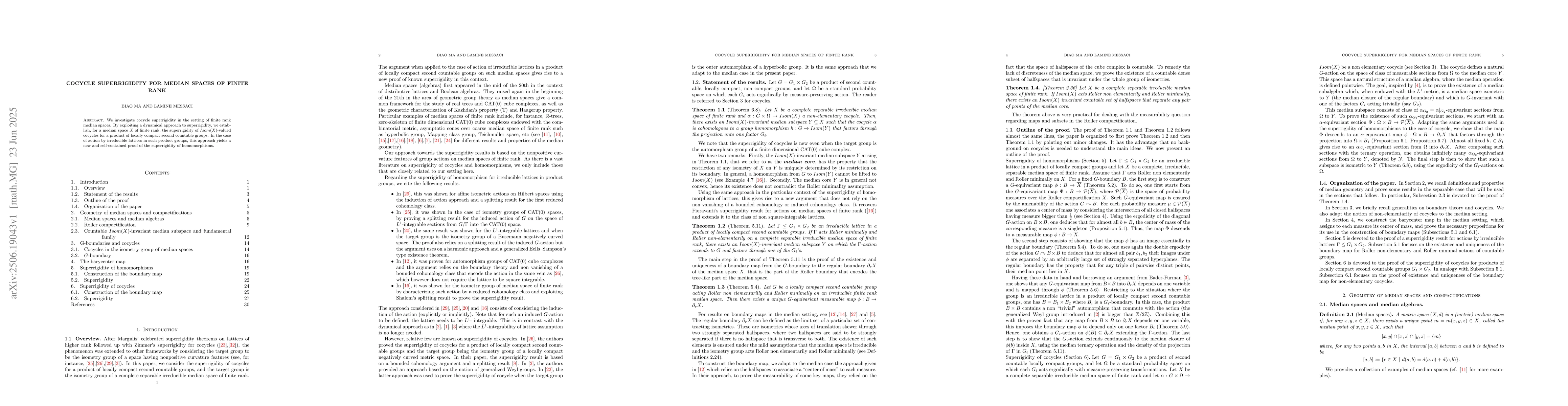 Thumbnail for Cocycle superrigidity for median spaces of finite rank