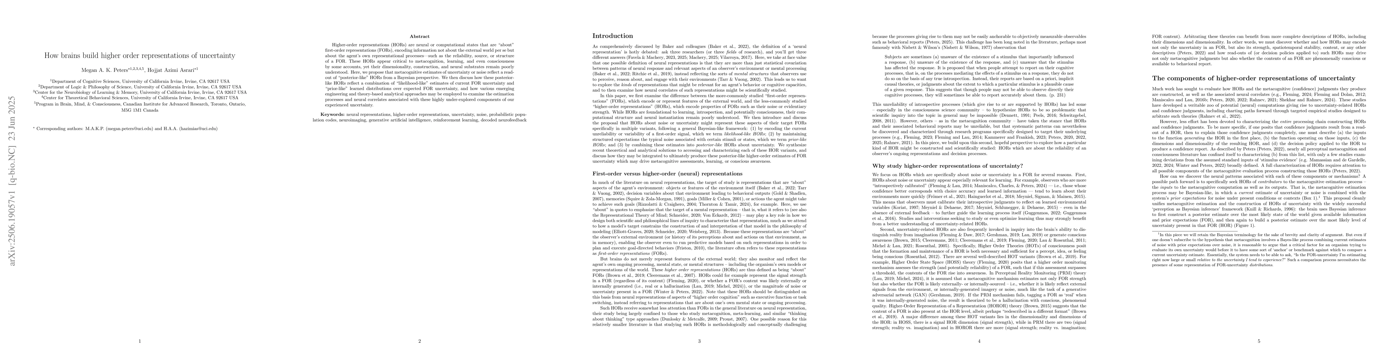 Thumbnail for How brains build higher order representations of uncertainty