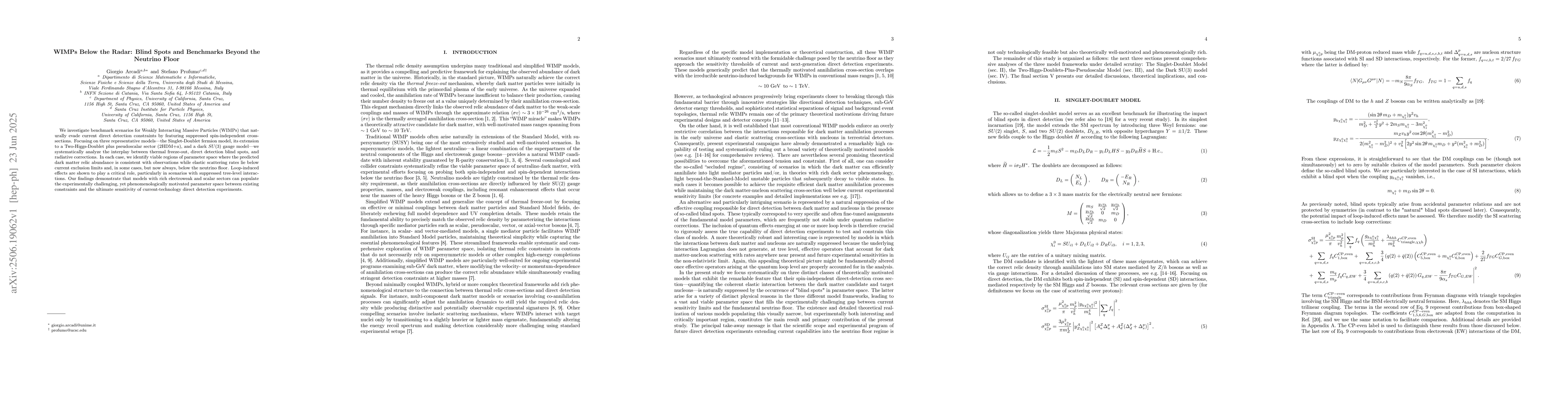 Thumbnail for WIMPs Below the Radar: Blind Spots and Benchmarks Beyond the Neutrino
  Floor