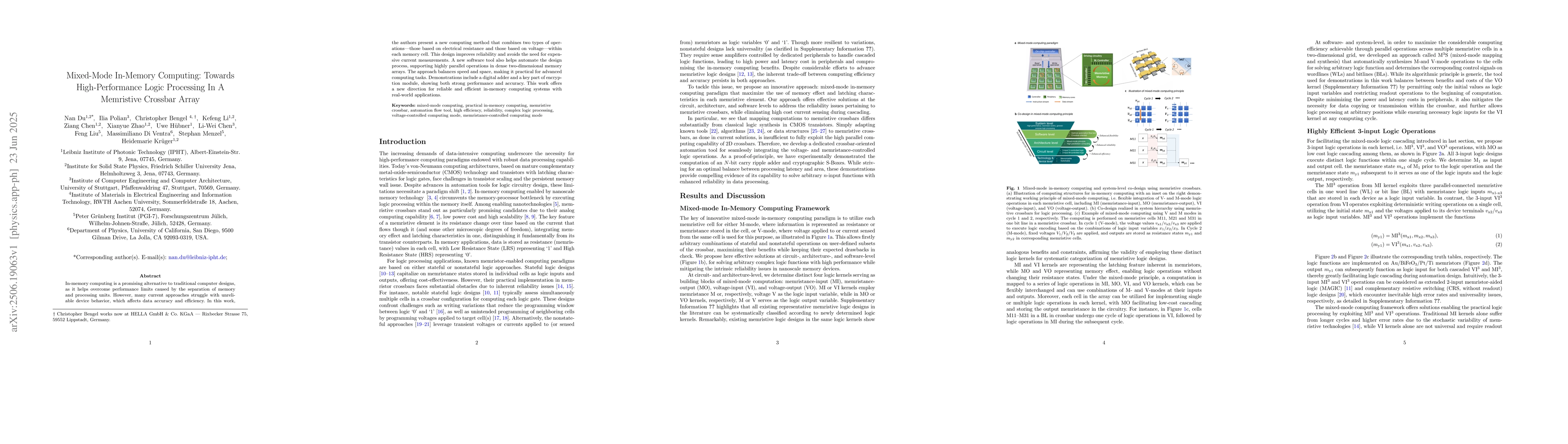 Thumbnail for Mixed-Mode In-Memory Computing: Towards High-Performance Logic
  Processing In A Memristive Crossbar Array