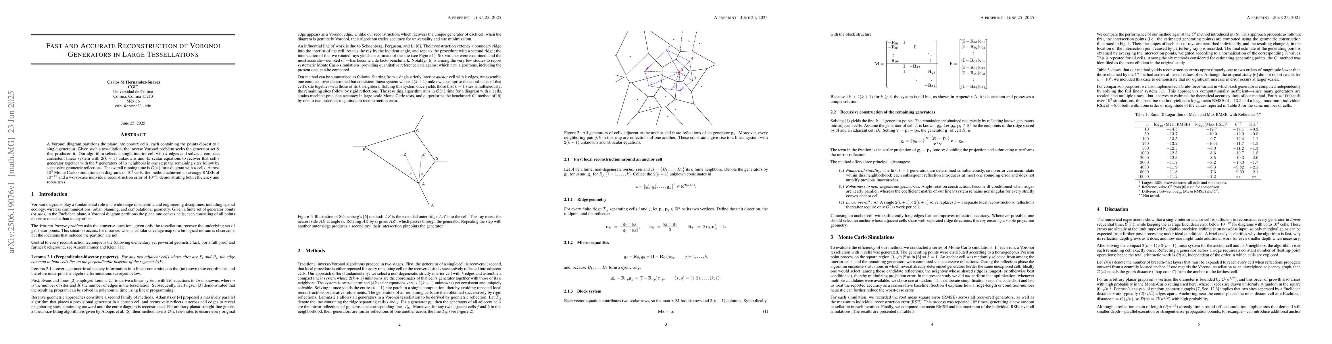 Thumbnail for Fast and Accurate Reconstruction of Voronoi Generators in Large
  Tessellations