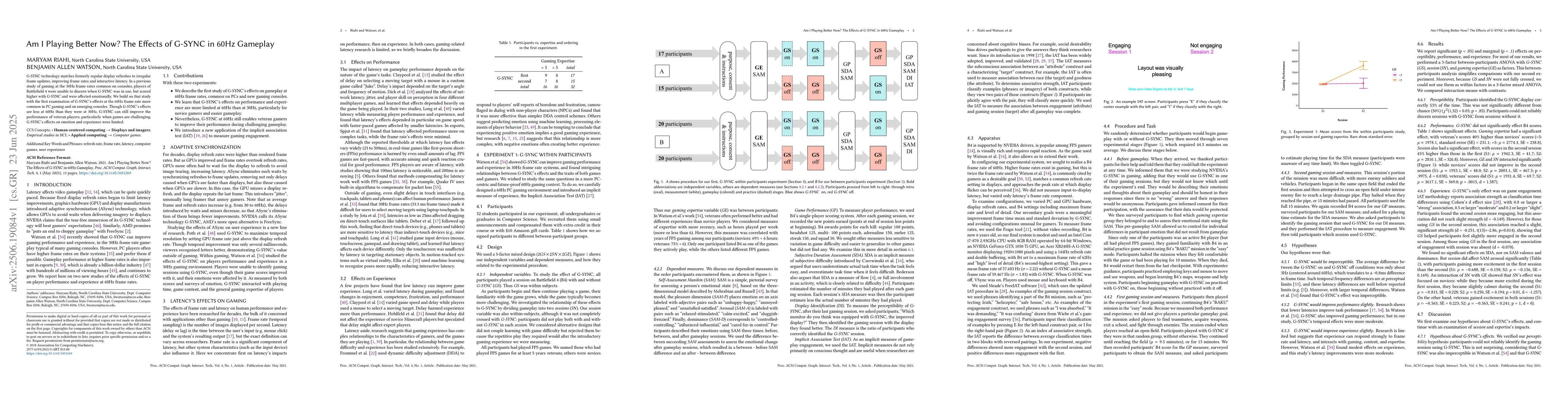 Thumbnail for Am I Playing Better Now? The Effects of G-SYNC in 60Hz Gameplay