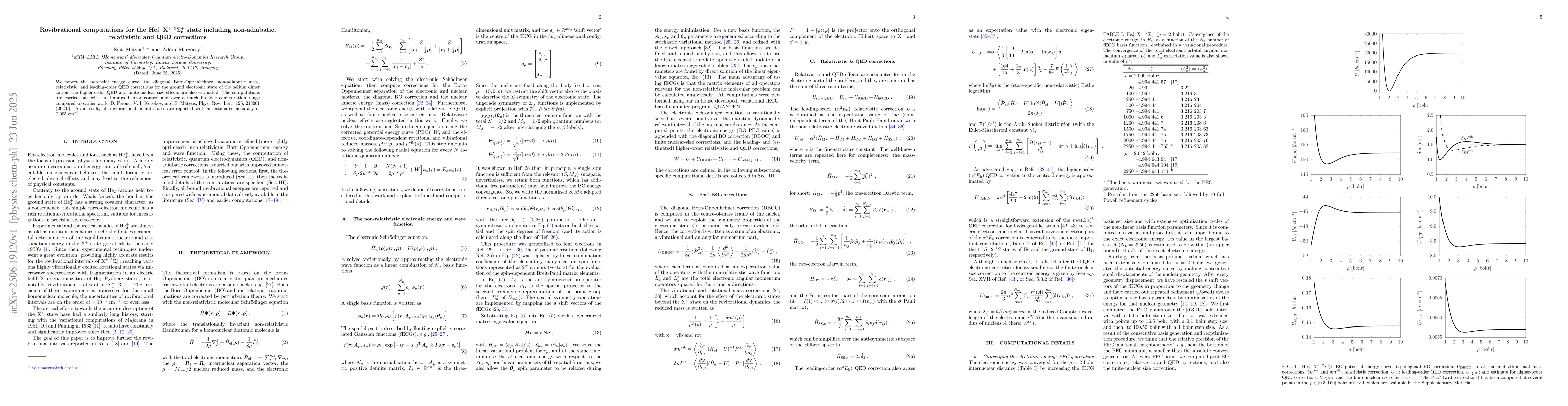 Thumbnail for Rovibrational computations for He$_2^+$ X$^+\ Σ_\mathrm{u}^+$
  including non-adiabatic, relativistic and QED corrections