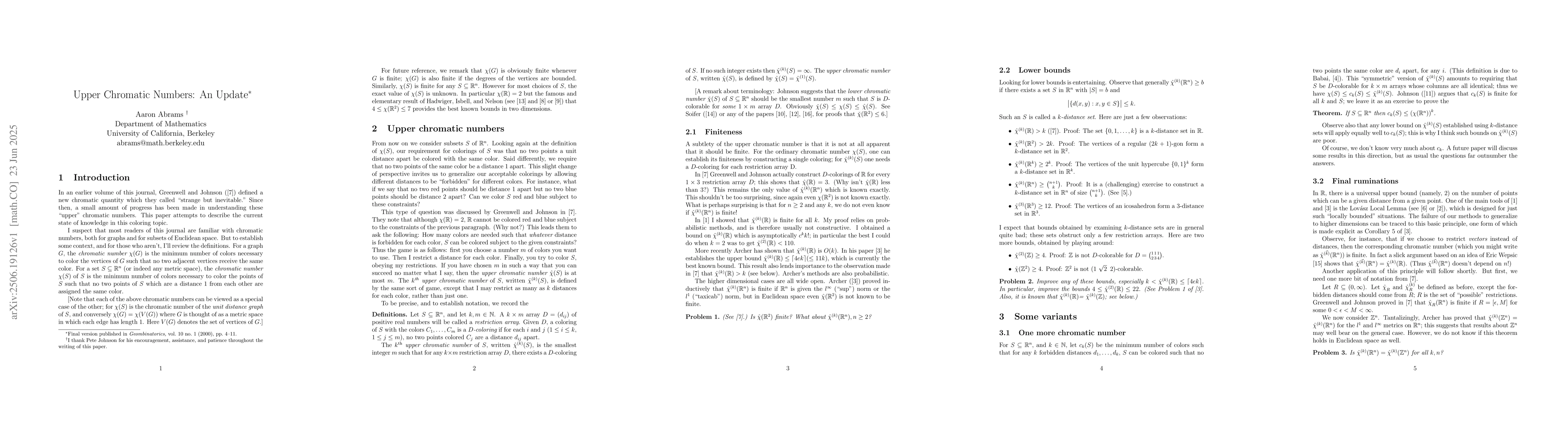 Thumbnail for Upper Chromatic Numbers: An Update