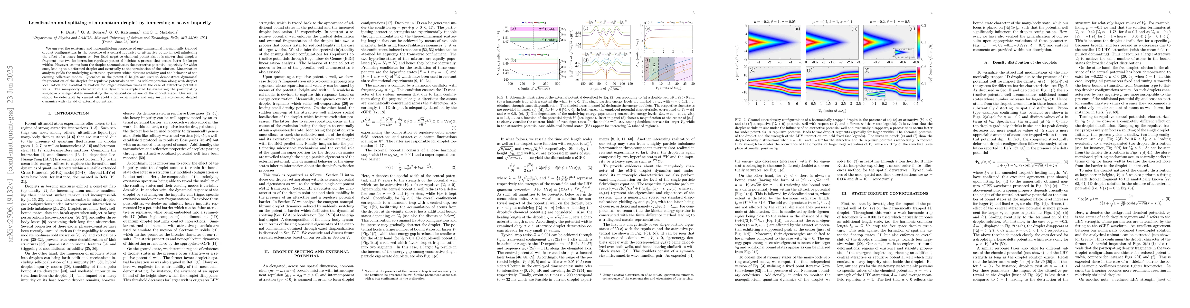 Thumbnail for Localization and splitting of a quantum droplet by immersing a heavy
  impurity