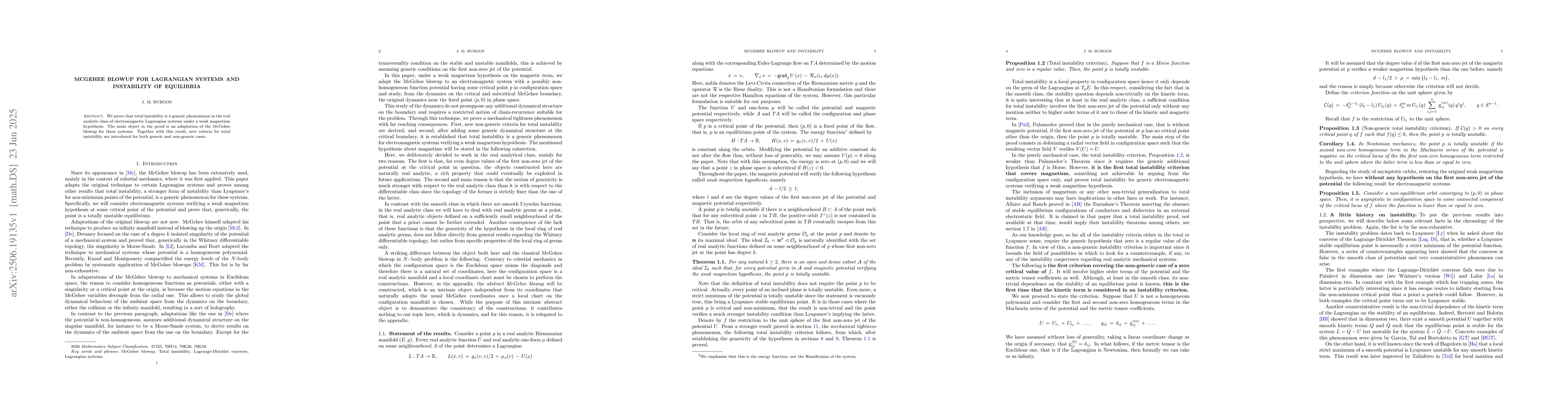 Thumbnail for McGehee blowup for Lagrangian systems and instability of equilibria