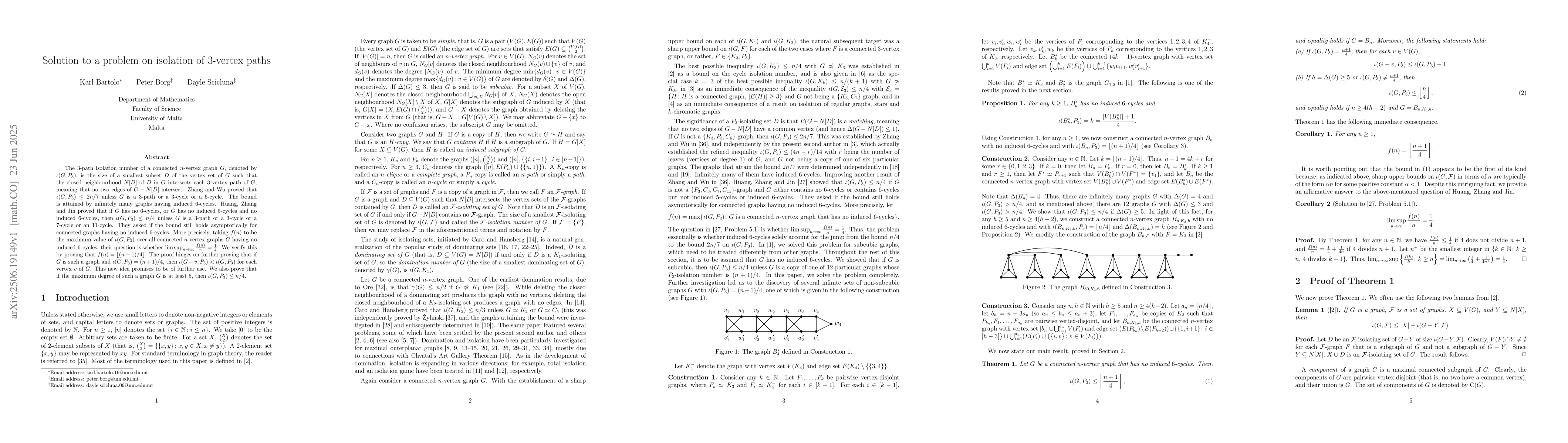 Thumbnail for Solution to a problem on isolation of $3$-vertex paths