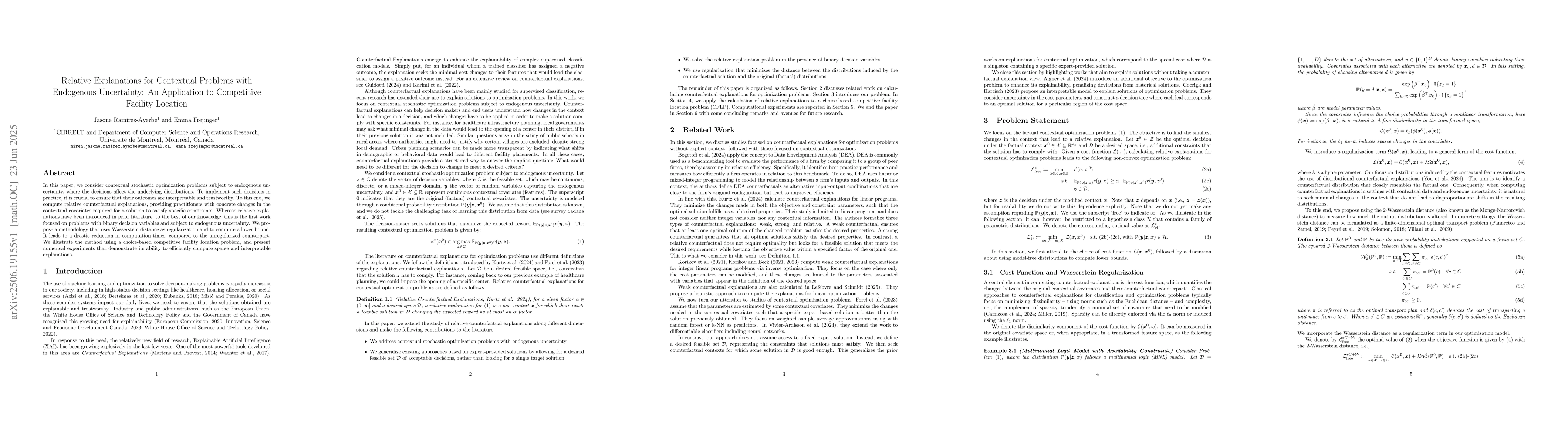 Thumbnail for Relative Explanations for Contextual Problems with Endogenous
  Uncertainty: An Application to Competitive Facility Location