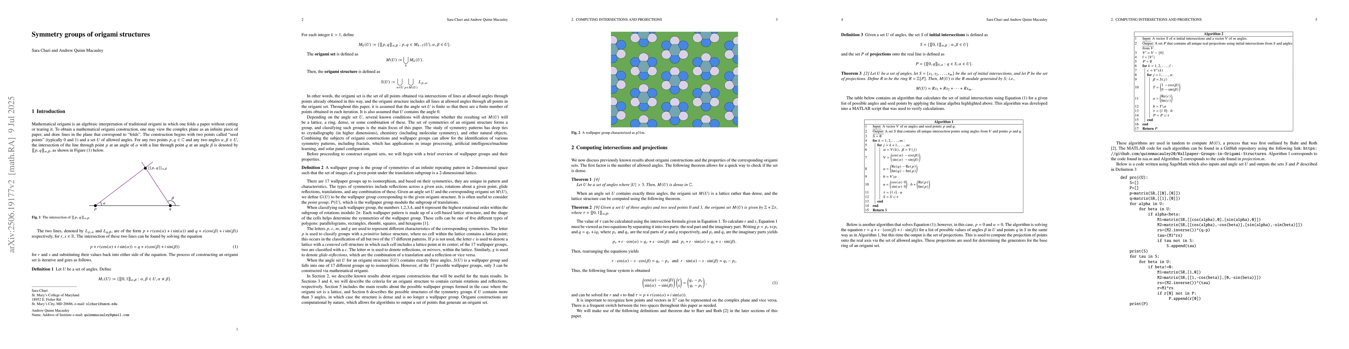 Thumbnail for Symmetry groups of origami structures