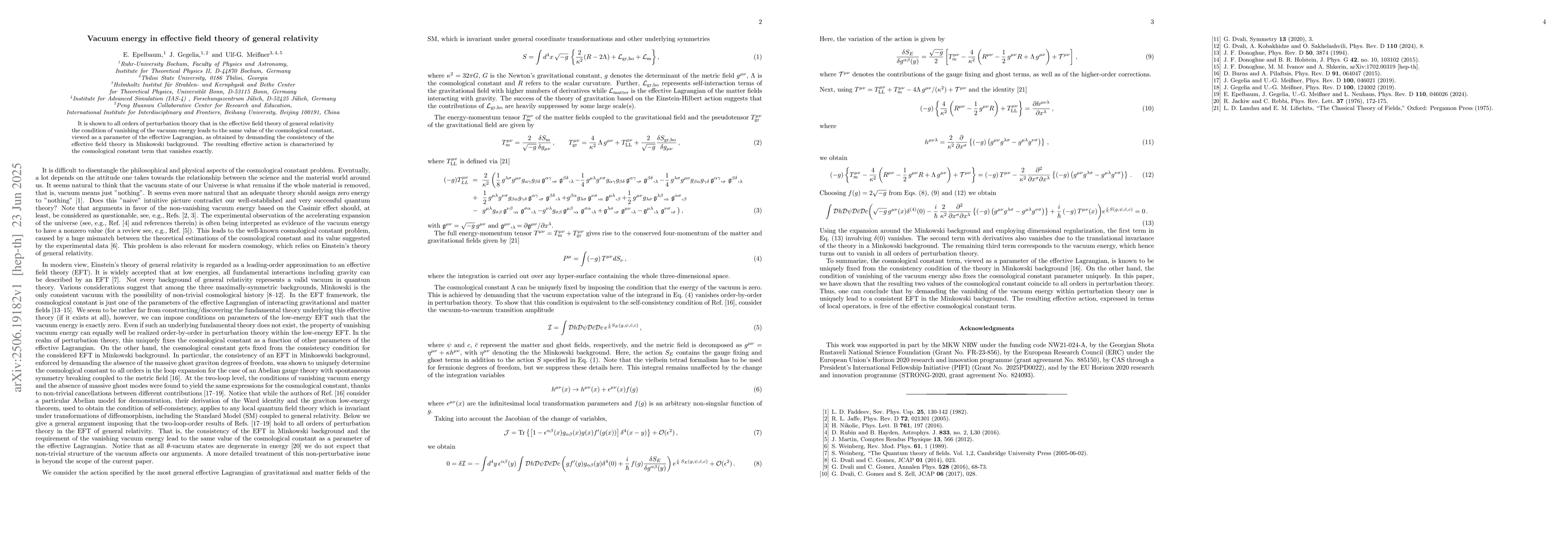 Thumbnail for Vacuum energy in effective field theory of general relativity