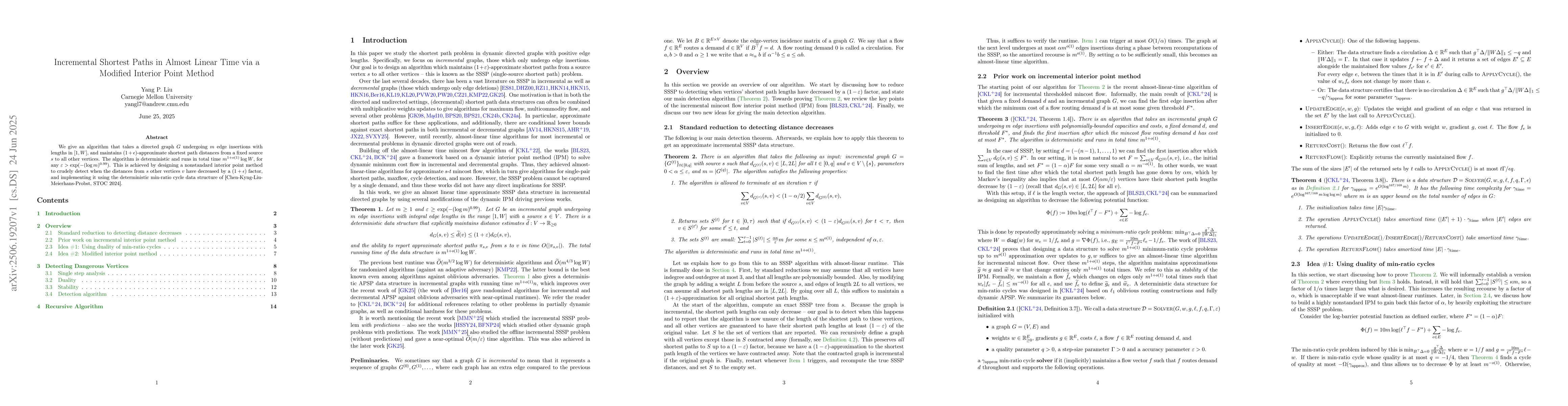 Thumbnail for Incremental Shortest Paths in Almost Linear Time via a Modified Interior
  Point Method