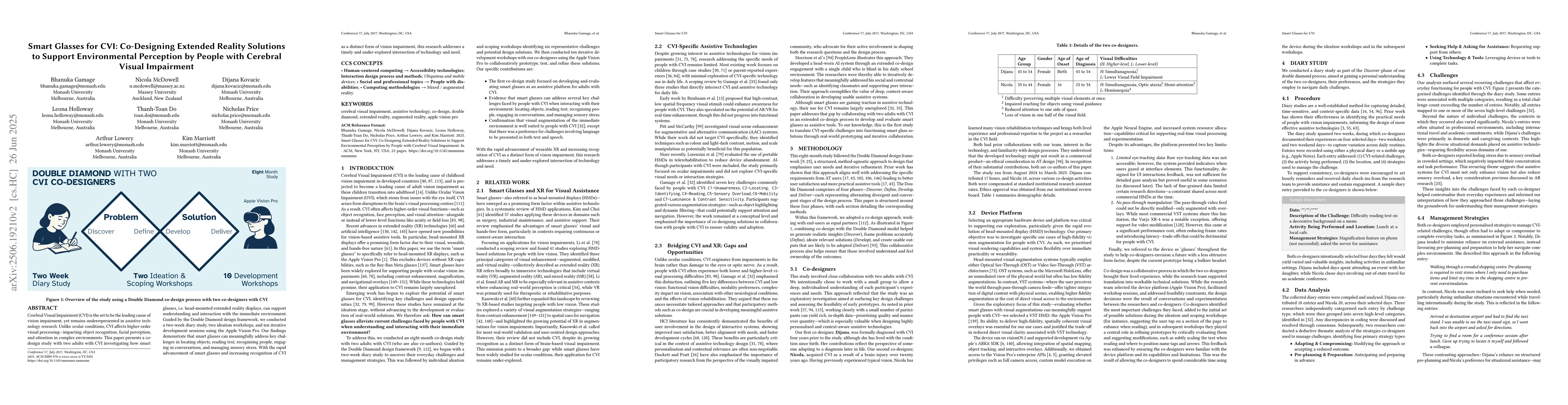 Thumbnail for Smart Glasses for CVI: Co-Designing Extended Reality Solutions to
  Support Environmental Perception by People with Cerebral Visual Impairment