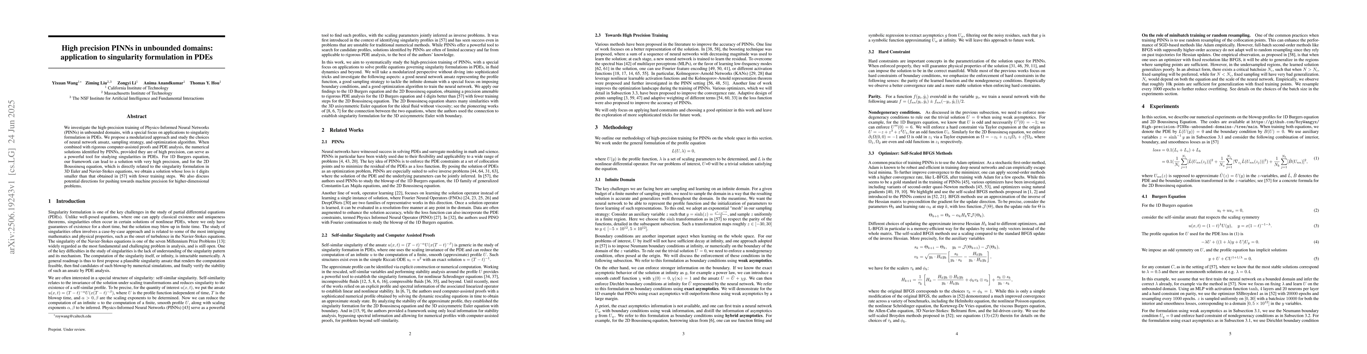 Thumbnail for High precision PINNs in unbounded domains: application to singularity
  formulation in PDEs