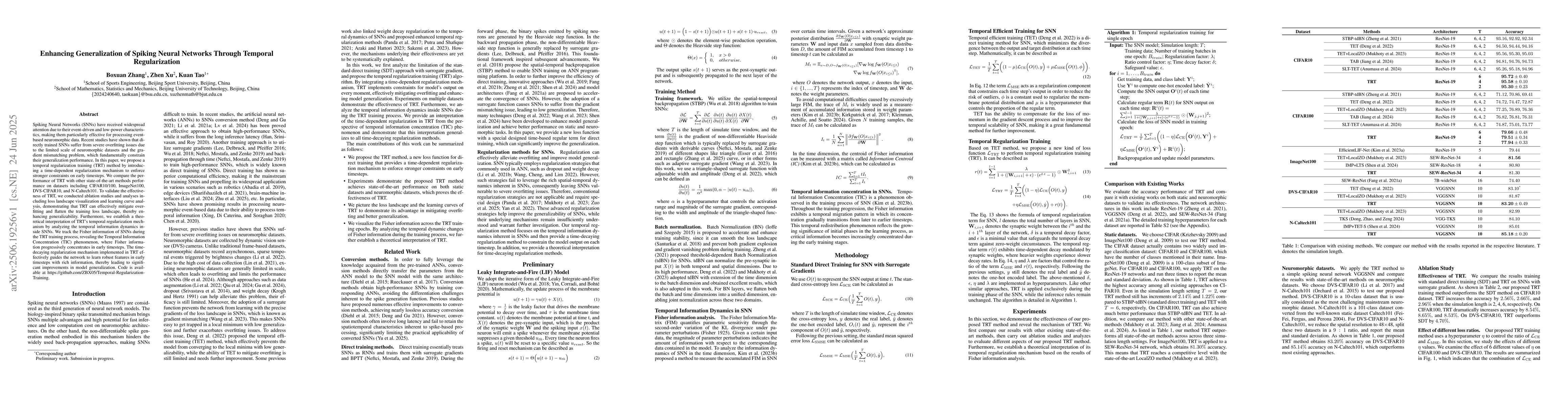 Thumbnail for Enhancing Generalization of Spiking Neural Networks Through Temporal
  Regularization