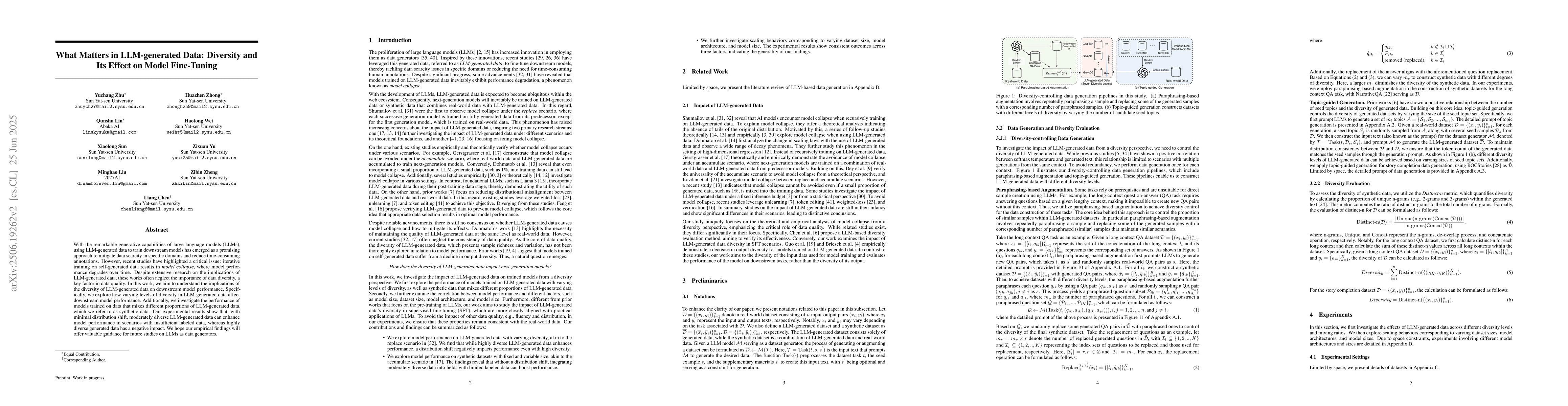 Thumbnail for What Matters in LLM-generated Data: Diversity and Its Effect on Model
  Fine-Tuning