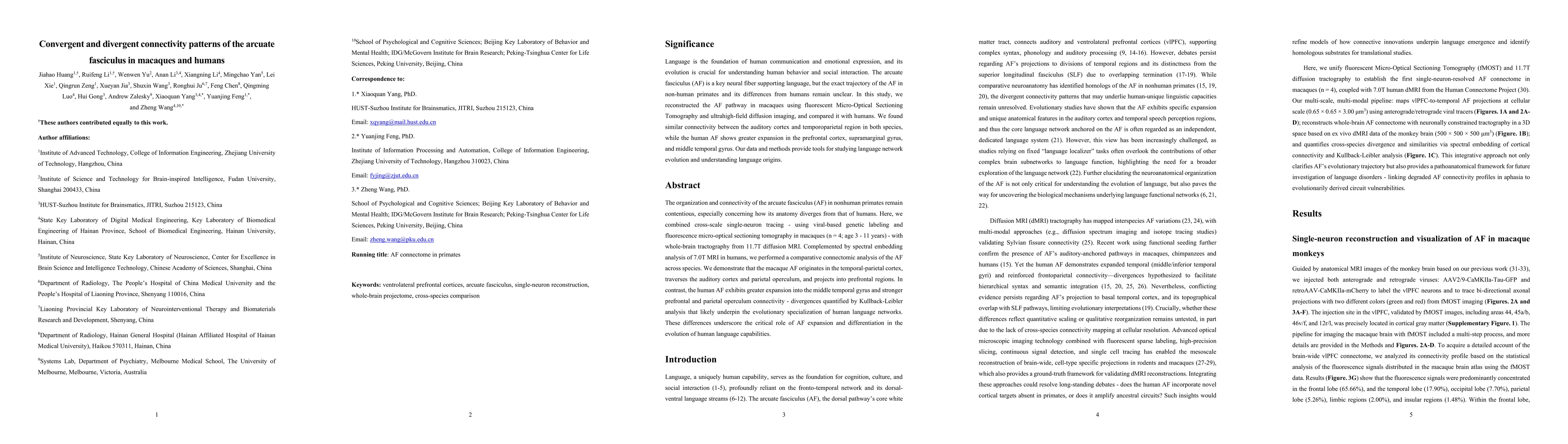 Thumbnail for Convergent and divergent connectivity patterns of the arcuate fasciculus
  in macaques and humans