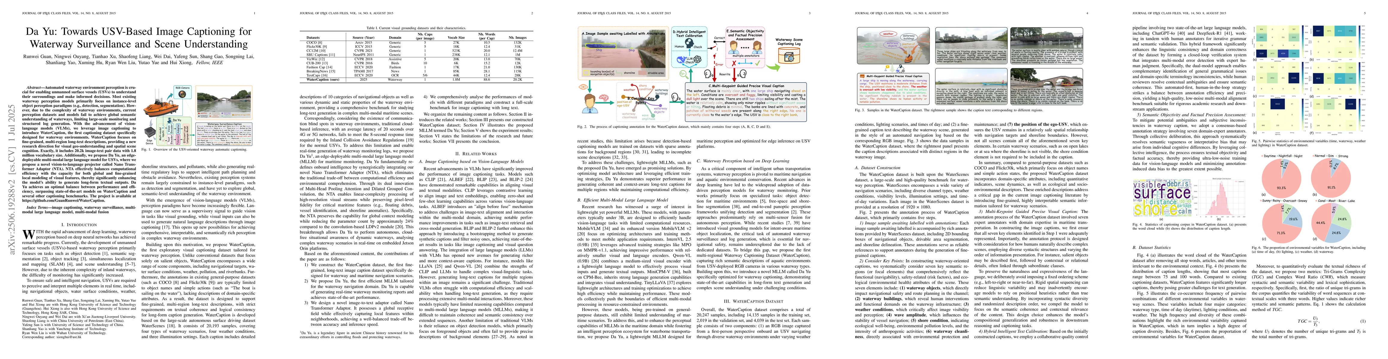 Thumbnail for Da Yu: Towards USV-Based Image Captioning for Waterway Surveillance and
  Scene Understanding