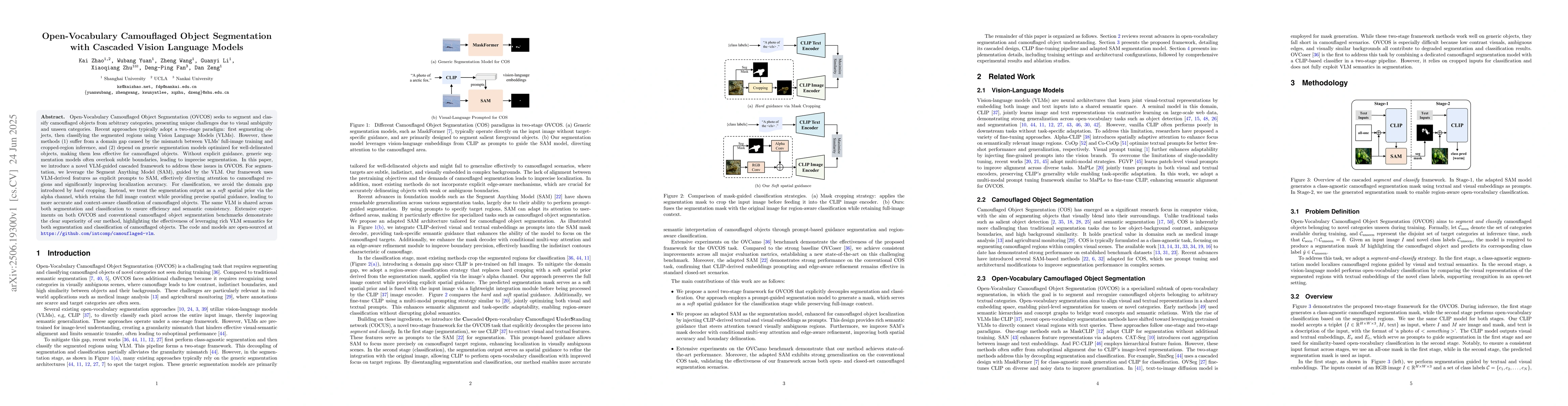 Thumbnail for Open-Vocabulary Camouflaged Object Segmentation with Cascaded Vision
  Language Models