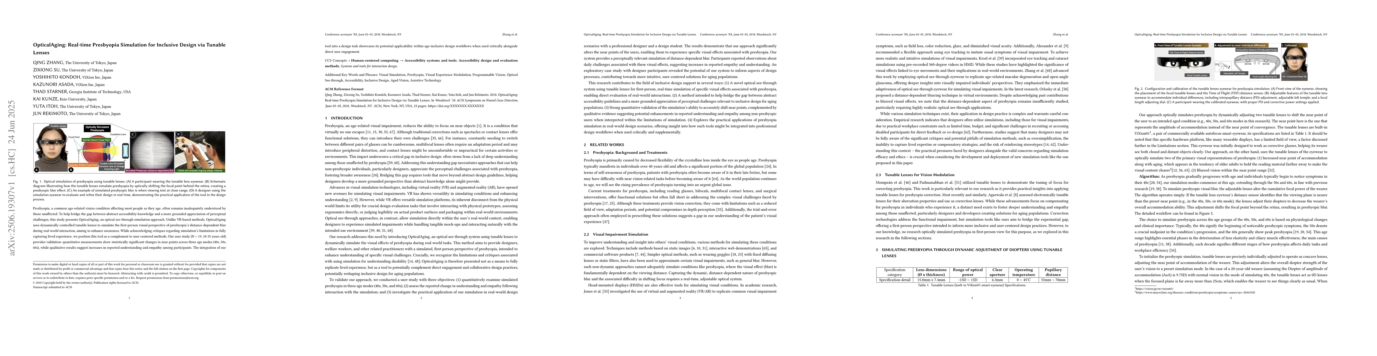 Thumbnail for OpticalAging: Real-time Presbyopia Simulation for Inclusive Design via
  Tunable Lenses