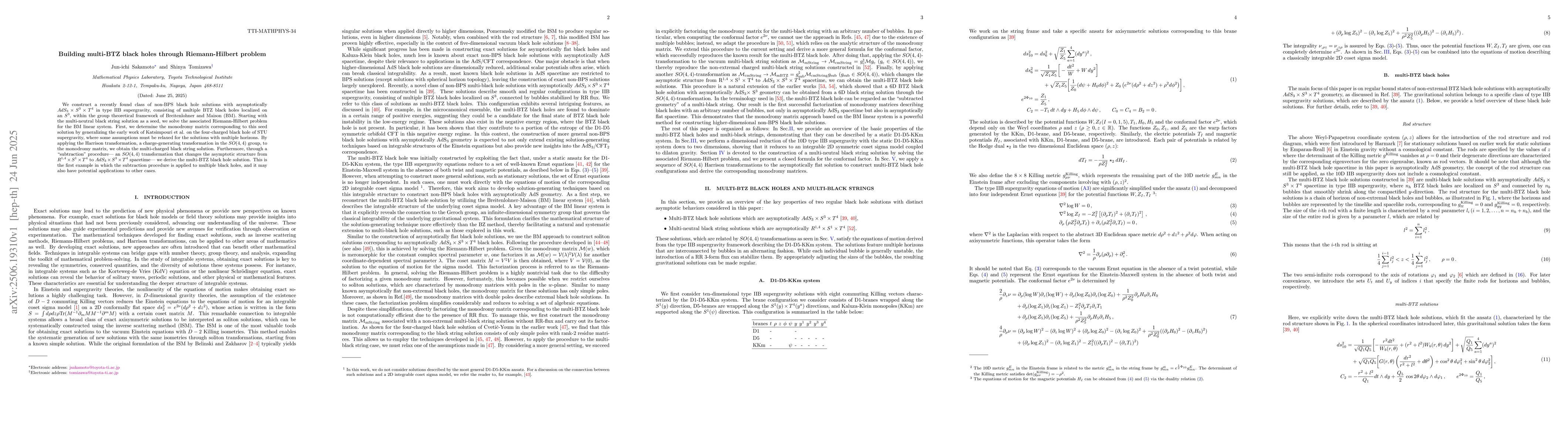 Thumbnail for Building multi-BTZ black holes through Riemann-Hilbert problem