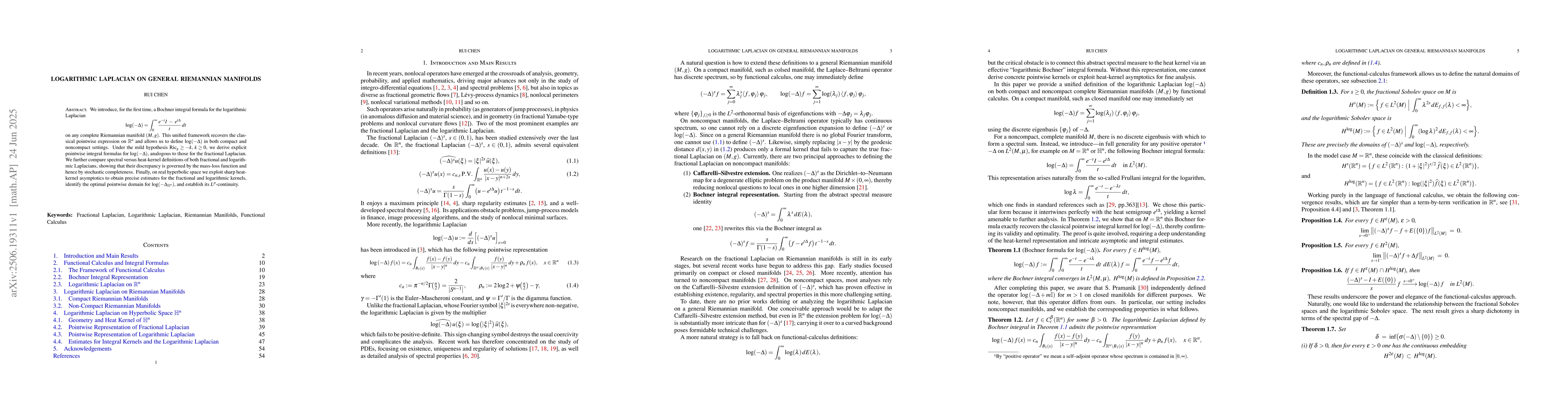 Thumbnail for Logarithmic Laplacian on General Riemannian Manifolds