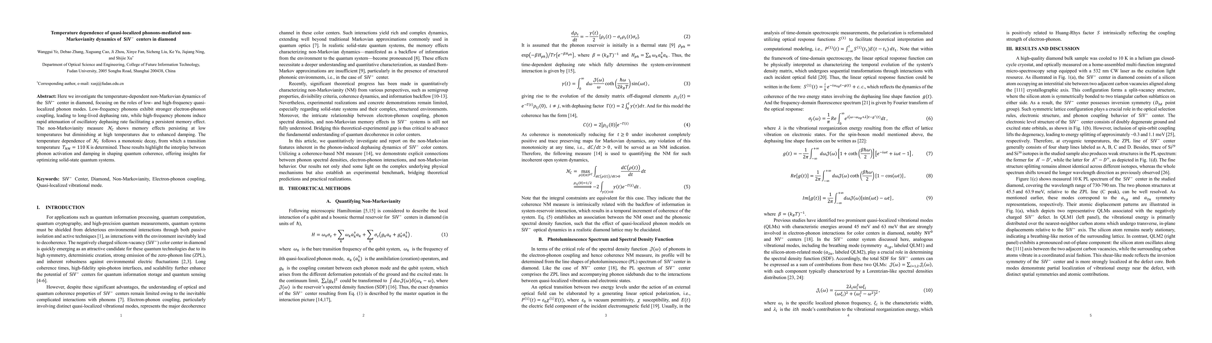 Thumbnail for Temperature dependence of quasi-localized phonons-mediated
  non-Markovianity dynamics of SiV^- centers in diamond